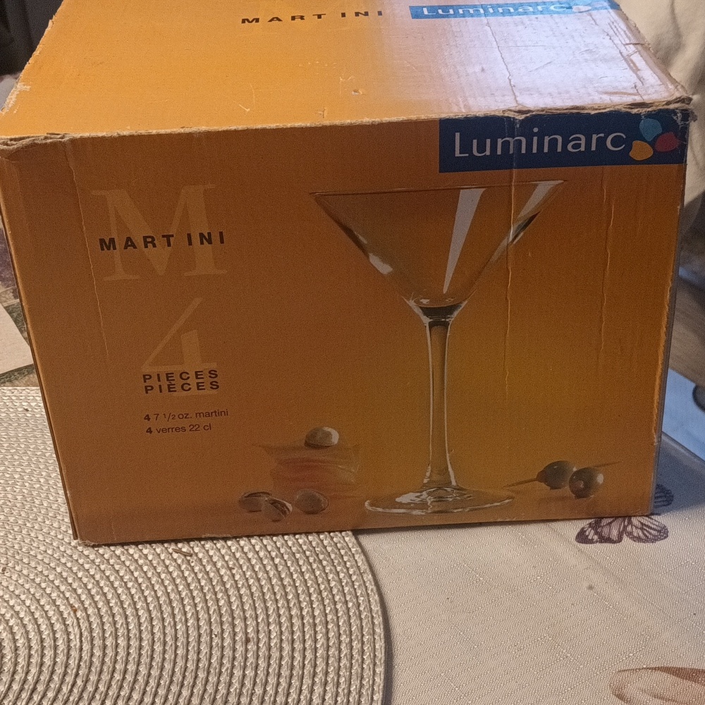 Brand New in Opened Damaged Box Martini Glasses